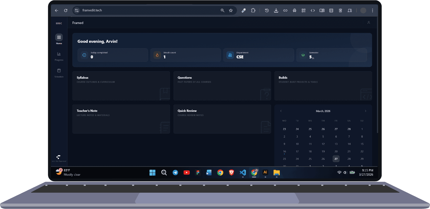 Framedit Dashboard on laptop